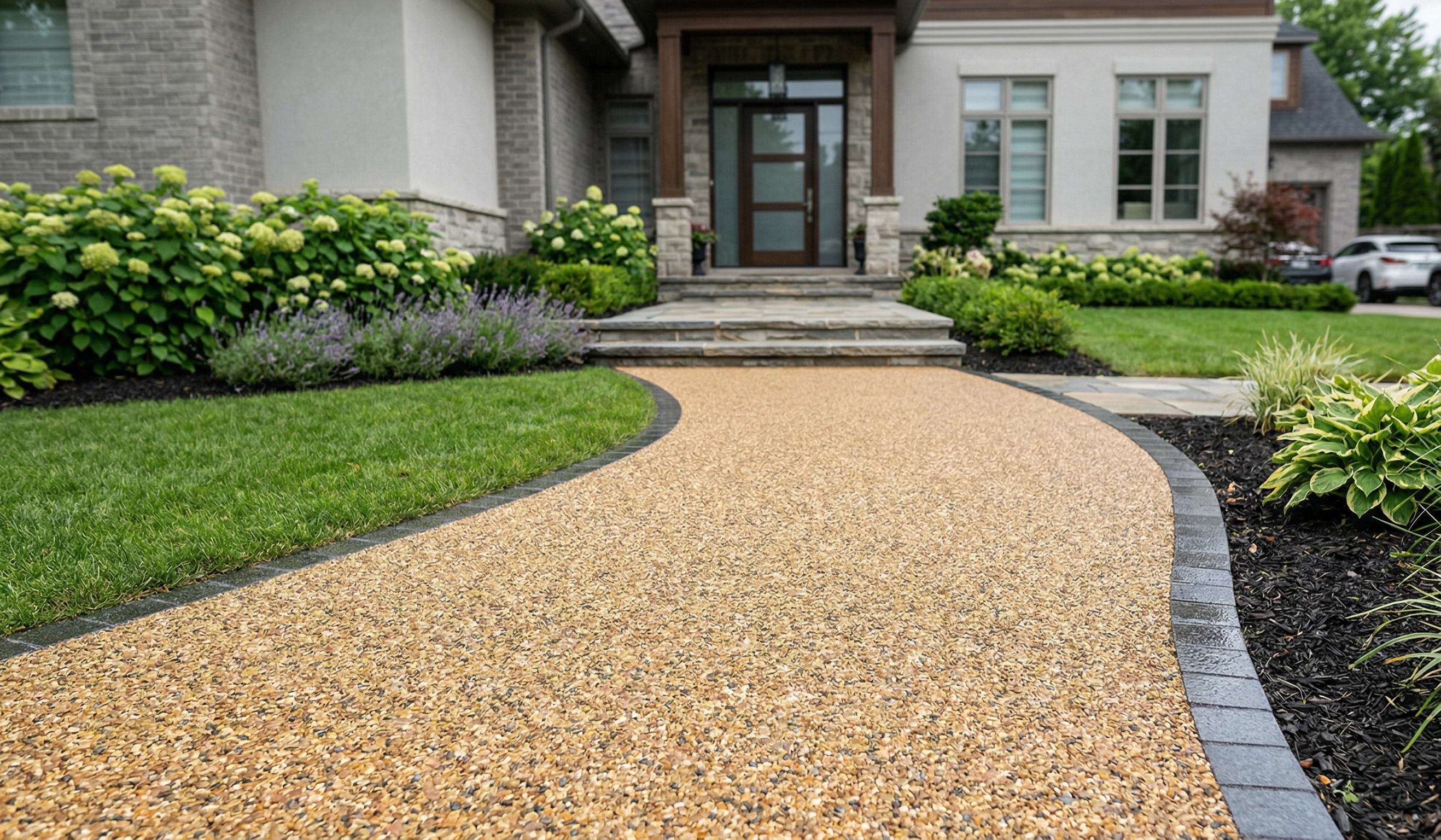 Permeable surface — water infiltrates immediately, bypassing the sewer